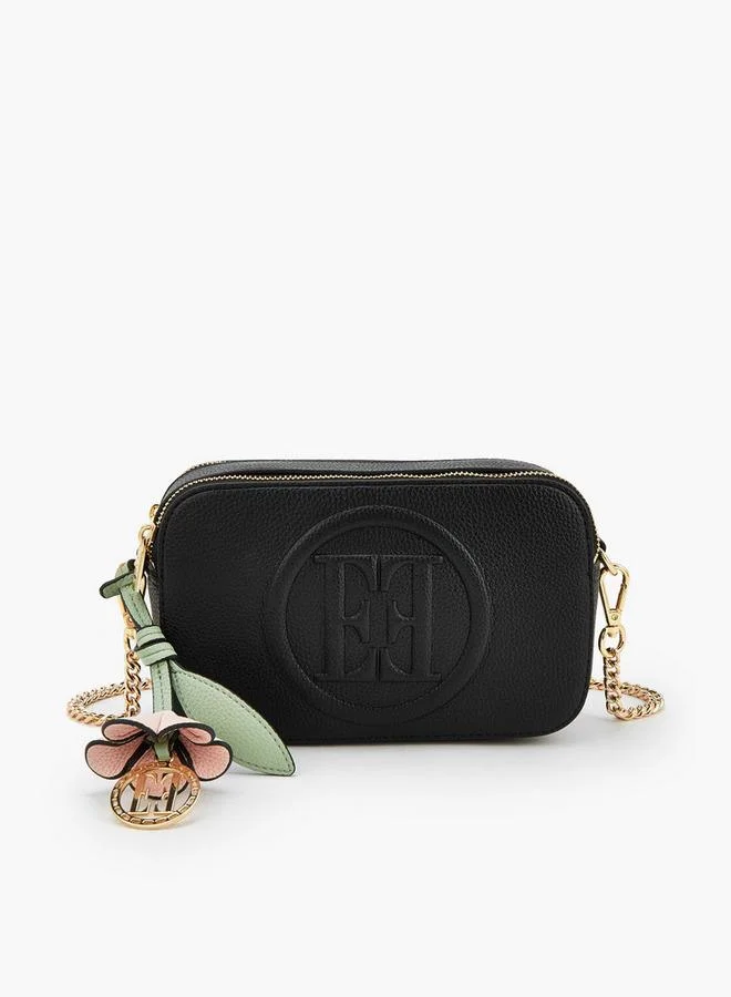 ELLE Monogram Embossed Crossbody Bag With Chain Strap
